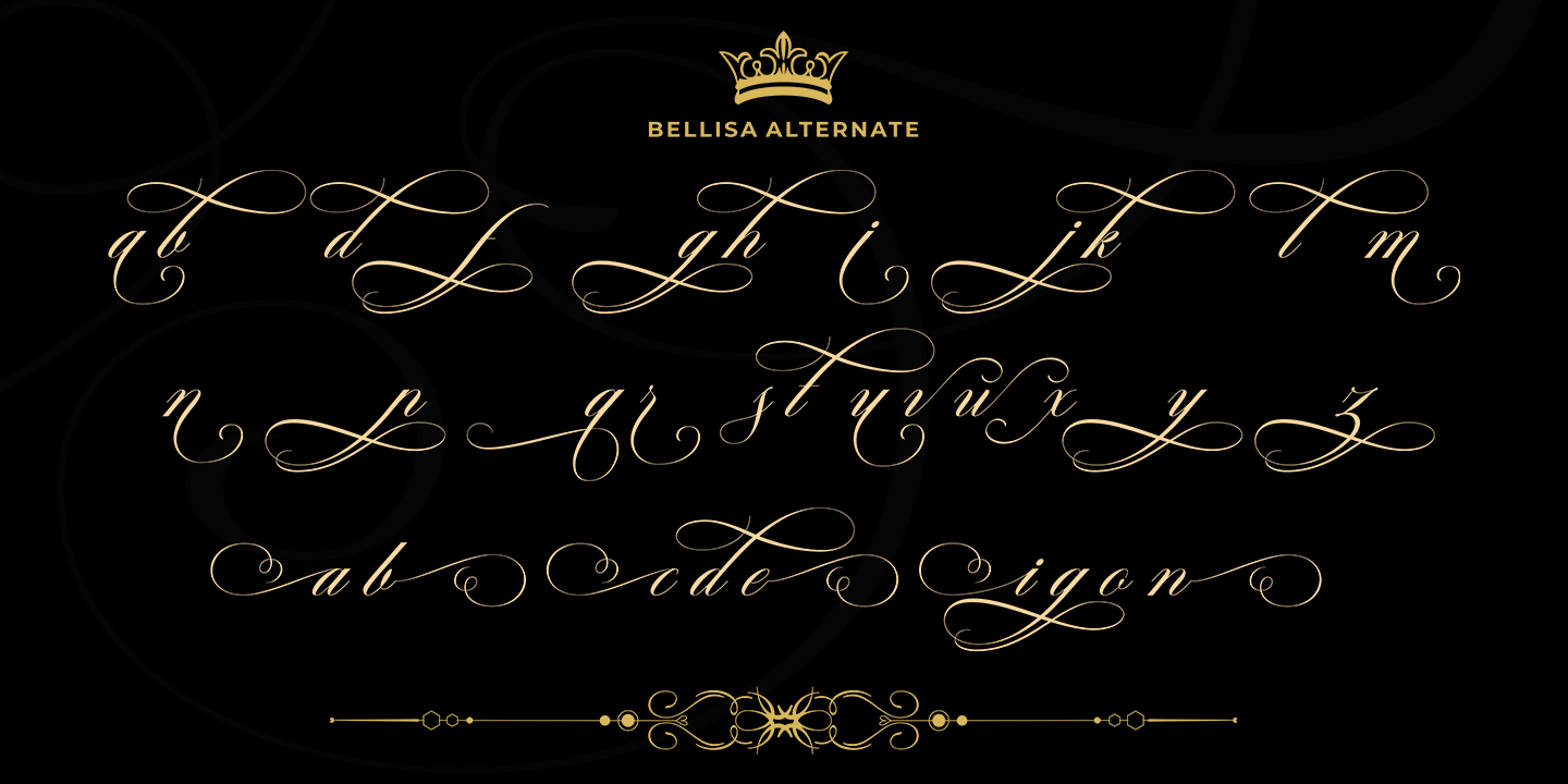 Ejemplo de fuente Bellisa Script Ornamen